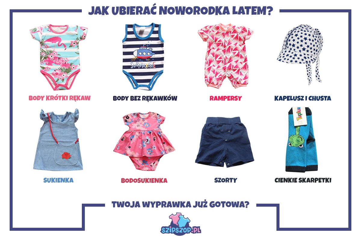 Ubranka dla noworodków na lato - lista podstawowych ubranek