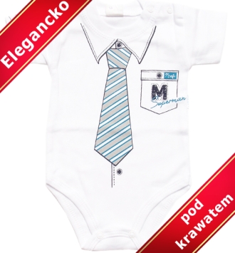 Body dla niemowląt Mały Elegant z extra krawatem krótki rękawek