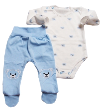 Komplet body dla niemowlaka i półśpioszki Teddy niebieski